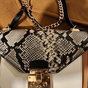 Aldo Black and White Snake Print Women's Bag